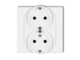 MINI Gniazdo podwójne z uziemieniem schuko (bez przesłon torów prądowych) biały MGP-2s KARLIK