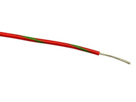 Przewód jednożyłowy linkowy, 0,5 mm², 16/0,2 mm, 20 AWG, PVC, 1 kV AC, Zielony/Czerwony, dł. 100m, RS PRO