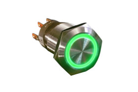 Metal illuminated Pushbutton-Green Ring