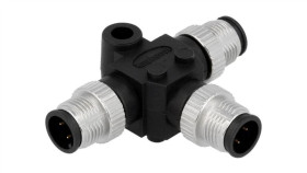 Ss040404-Mmm-Ts001 Trójnik M12 Męski X3 Kod A-Devicenet / Canopen Pin 4 Ip68 T