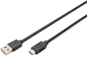 USB 2.0 connection cable, USB plug type C to USB plug type A, 3 m, black, AK-300148-030-S