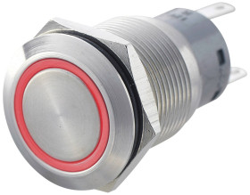 Przełącznik wciskany, wandaloodporny zatrzask TRU COMPONENTS LAS1-AGQ-22ZE, RD, 2 x wł/wł, IP67, 1 szt.