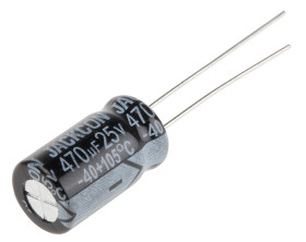 Kondensator 470μF 25V dc Radialny, Otwór przelotowy RS PRO roztaw: 3.5mm 8 (Dia.) x 14mm