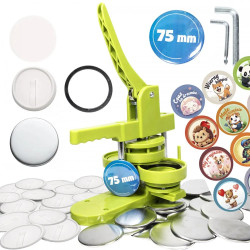 Maszyna do przypinek 75 mm, prasa do odznak + 50 klipsów Zestaw startowy