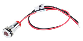 Lampka kontrolna do montażu panelowego 2V dc, czerwona 8mm LED Chrom Wyprowadzenia RS PRO