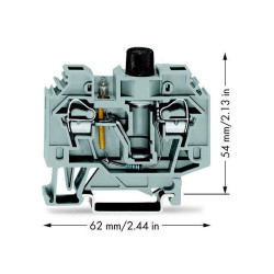 WAGO 282-128/281-417 13mm 2-cond. Fuse 1&#xBC;in Neon 220V T-blk. Grey AWG 24-10