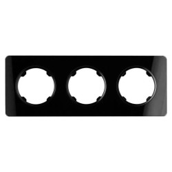 Ramka potrójna, szklana, czarna, OVAL Electromalt, OVA1003GB