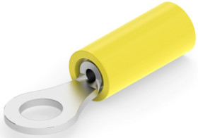 Insulated ring cable lug, 0.12-0.24 mm², AWG 26 to 24, 3.51 mm, M3.5, yellow, 53073