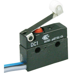 ZF DC1C-C3RB Microswitch SPDT 6A 250V AC, Short Roller, Leads, IP67