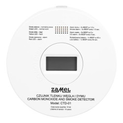 Czujnik tlenku węgla (czadu) i dymu (2w1) bateryjny CTD‑01 GAR10000084