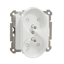 Gniazdo 2x2P+PE z przesł. do systemu ramkowego (do ramek Sedna Elements), białe, Sedna Elements SDD111271