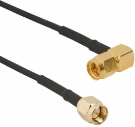 Coaxial cable, SMA plug (angled) to SMA plug (straight), 50 Ω, RG-174/U, grommet black, 914 mm, 135103-02-36.00