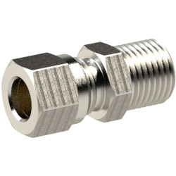 Screw-in fitting, L 27 mm, 60 bar, brass, nickel-plated, for pipe systems, 111964