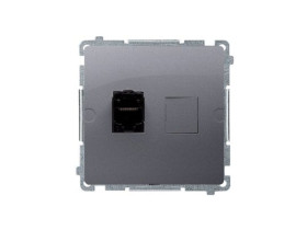 SIMON BASIC Gniazdo komputerowe RJ45 kat.6 pojedyncze ekranowane z przesłoną przeciwkurzową (moduł) srebrny mat BM61E.01/43 KONT