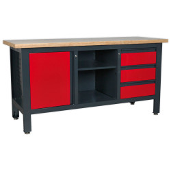 Sealey AP1905B Workstation with 3 Drawers, 1 Cupboard &amp; Open Storage