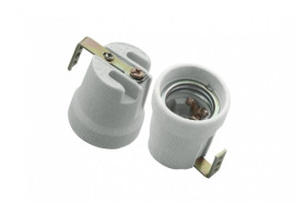 Oprawka ceramiczna E27 z mocowaniem, szara