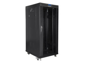 SZAFA INSTALACYJNA RACK STOJĄCA 19 27U 800X1000 CZARNA DRZWI SZKLANE LCD LANBERG (FLAT PACK)