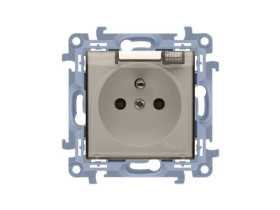 SIMON 10 Gniazdo pojedyncze z uziemieniem IP44 z uszczelką klapka transparetna zaciski śrubowe kremowe CGZ1B.01/41A KONTAKT SIMO