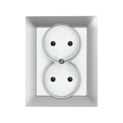Premium Gniazdo wtyczkowe podwójne 2x2P+Z z zabezpieczeniem przeciwprzepięciowym kolor srebrny GPt-6Z Pr SR
