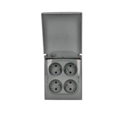 Simon Aquaclick Gniazdo natynkowe, 4-krotne z uziemieniem, IP20, zaciski śrubowe ciemnoszary ACGZN4/18