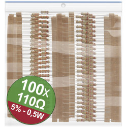 Quadrios 22P110 Carbon film resistor set 100 &#x3A9; Axial lead 0.5 W 5% 1 Set