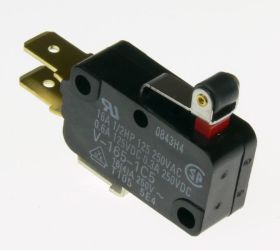 V-165-1C5 Wyłącznik krańcowy, miniaturowy, krótka dźwignia z rolką, 16A, SPDT, konektor 6.3mm, Omron, V1651C5