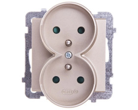 SONATA Gniazdo podwójne z/u z przesłonami szampański złoty GP-2RRZP/m/39