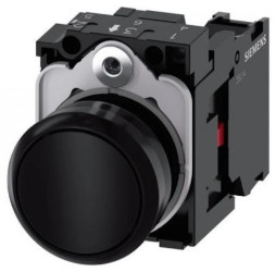 Przycisk fi 22mm kompletny czarny ze stykiem 1z 3SU1100-0AB10-1CA0