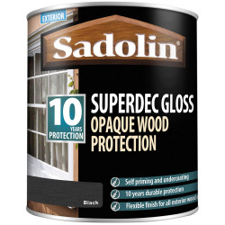 Sadolin 5028853 Superdec Opaque Wood Protection Black Gloss 1 litre