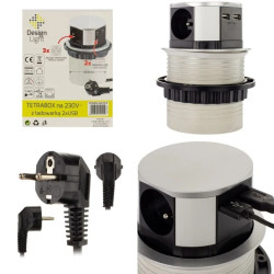 Gniazdo meblowe 3x2P+Z 2xUSB okrągłe 1,4m TETRA BOX