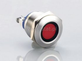 Kontrolka LED 22mm 12V metalowa czerwona