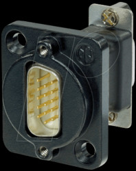 NADB15MF-B 15 pole D-SUB feedthrough, black