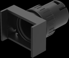 Pushbutton switch, illuminable, latching/groping, waistband rectangular, black, mounting Ø 16 mm, 61-1330.0