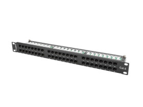 Patch panel 48 PORT 1U kat.6 czarny PPU6-1048-B
