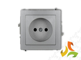 DECO Gniazdo pojedyncze bez uziemienia (przesłony torów prądowych) srebrny metalik 7DGP-1p KARLIK