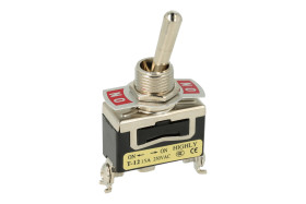 Przełącznik; dźwigniowy; T-12BS; 2*1; ON-ON; 1 tor; 2 pozycje; bistabilny; na panel; śrubowe; 15A; 250V AC; czarny; 27mm; Highly