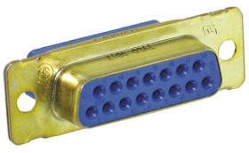 Złącze D-Sub 15-pinowe Żeński Proste Montaż na kablu Złoto na niklu