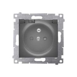 Simon 54 Gniazdo do wersji IP44 z usz. (moduł) 16A 250V klapka transparentna czarny mat usz. do ramek S54 PREMIUM DGZ1BZ.01/49A