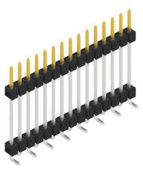 Pin header, 15 pole, pitch 2.54 mm, angled, black, 10052017