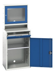 Biurko komputerowe, Niebieski/szary, Stalowe