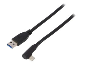 USB.C-F90/AM-30 Kabel USB 3.0 USB A wtyk, USB C wtyk kątowy 3m czarny Żyła: Cu