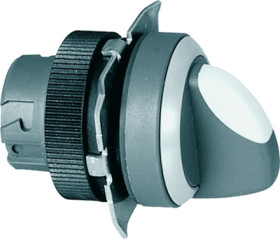 Toggle switch, illuminable, latching, waistband round, white, front ring silver, 90°, mounting Ø 22.3 mm, 1.30.242.602/0200