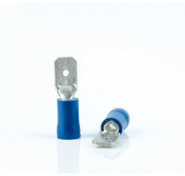 Faston plug, 2.8 x 0.5 mm, insulated, straight, blue, 1.5-2.5 mm², AWG 16-14, BYB-4-07F5067
