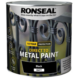 Ronseal 39214 Direct to Metal Paint Black Matt 2.5 litre
