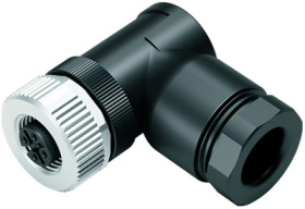 Jack, M12, 4 pole, screw connection, screw locking, angled, 99 0430 286 04