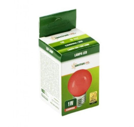 LED KULKA E-27 230V 1W CZERWONY SPECTRUM