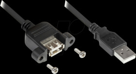 2511-03E Extension cable USB 2.0 plug A to panel socket A, 0,3m