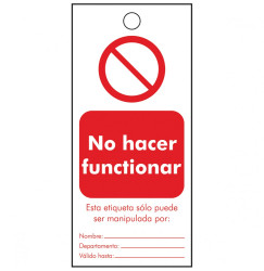 TAG-ESP NIE URUCHAMIAĆ 110X50 MM PK 10 (10szt.), TAG-ESP PROHIBIDO...