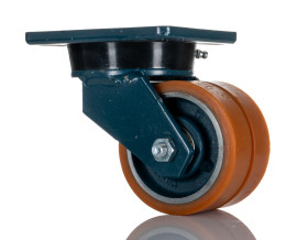 Koło samonastawne średnica kabla 100mm Płyta LAG 600kg wysokość całkowita 140mm