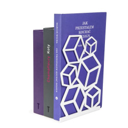 Podpórka pod książki metalowa geometria biała